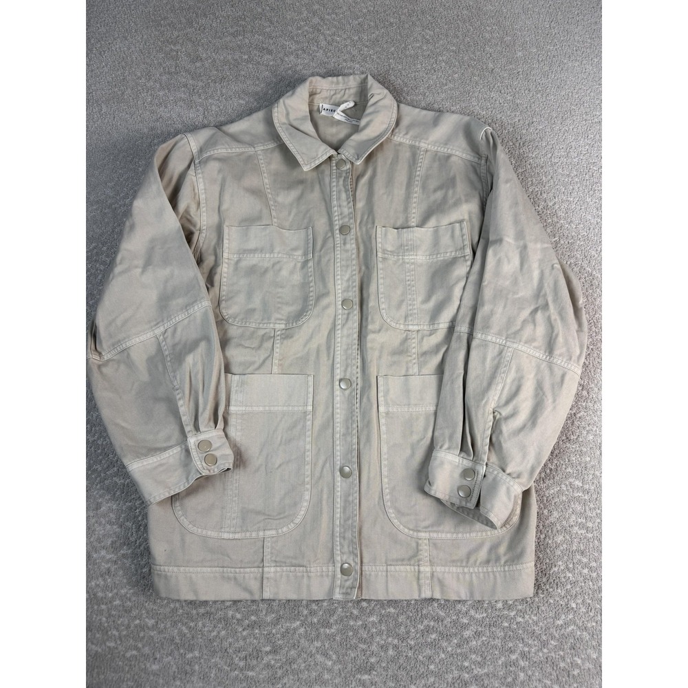 Apiece Apart‎ Jacket Womens Small Beige Cotton Chore Workwear Snap Front Pockets